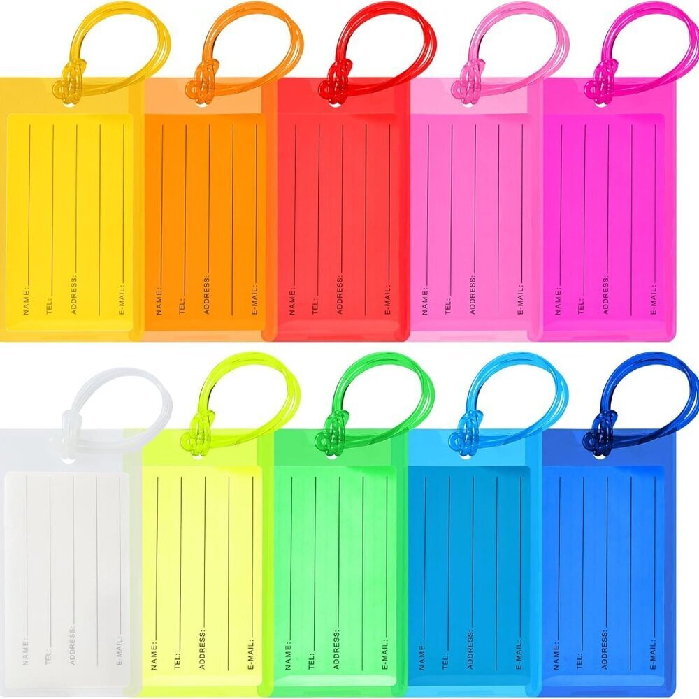 10 Pack Luggage Tags for Suitcases, Airplane Travel Essentials for Flying, Inter